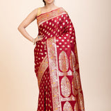 Red Bridal Wedding Banarasi Saree - Anvi Couture