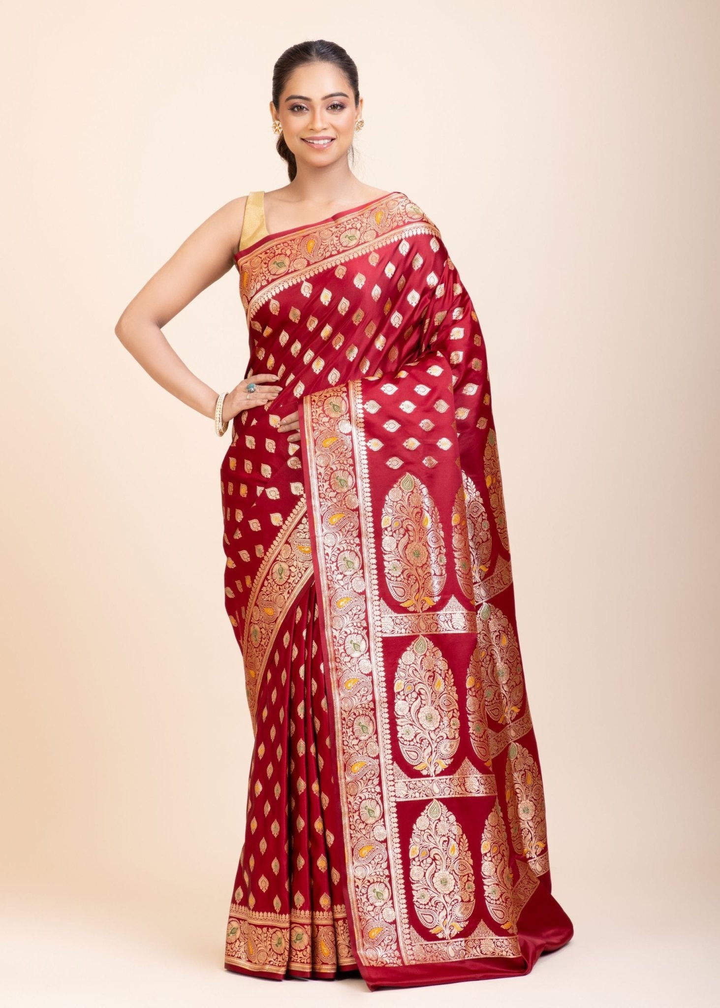 Red Bridal Wedding Banarasi Saree - Anvi Couture