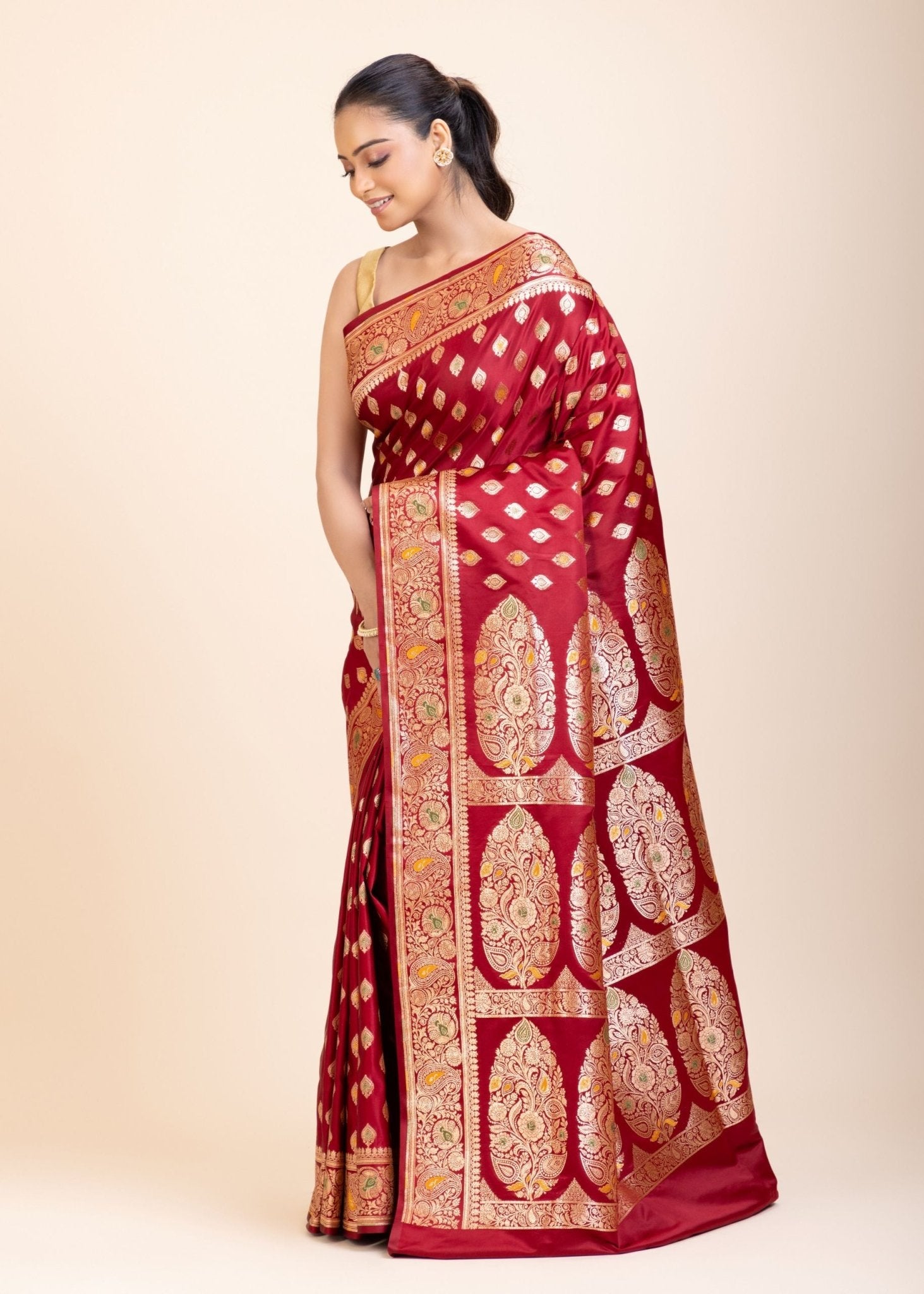 Red Bridal Wedding Banarasi Saree - Anvi Couture