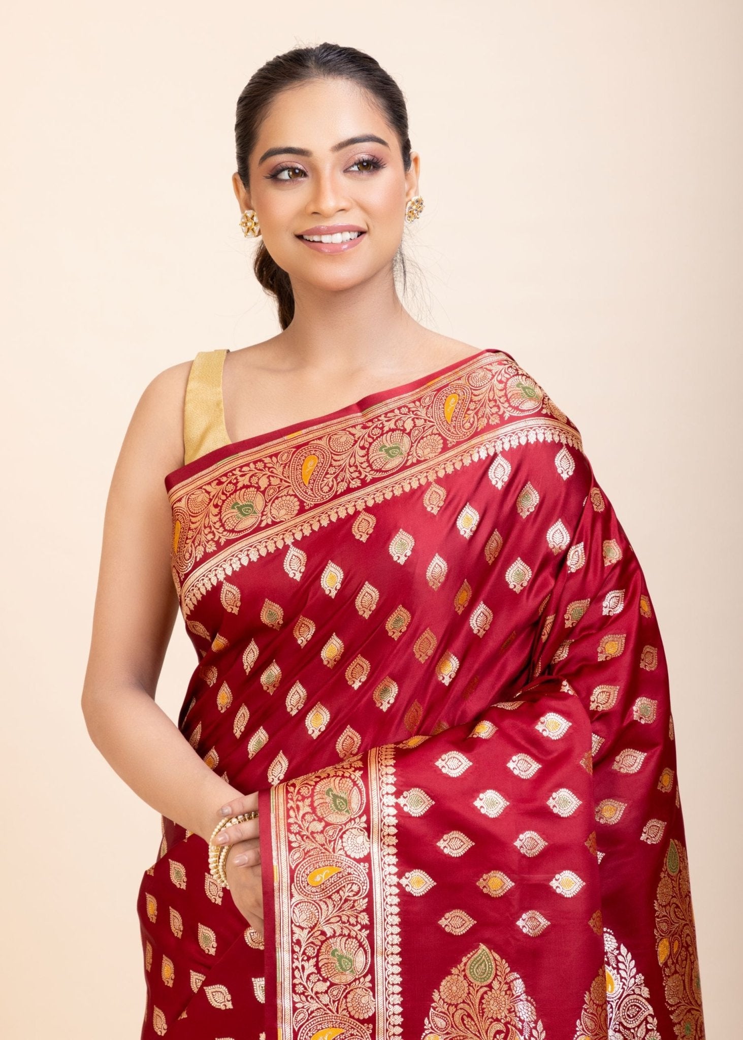 Red Bridal Wedding Banarasi Saree - Anvi Couture