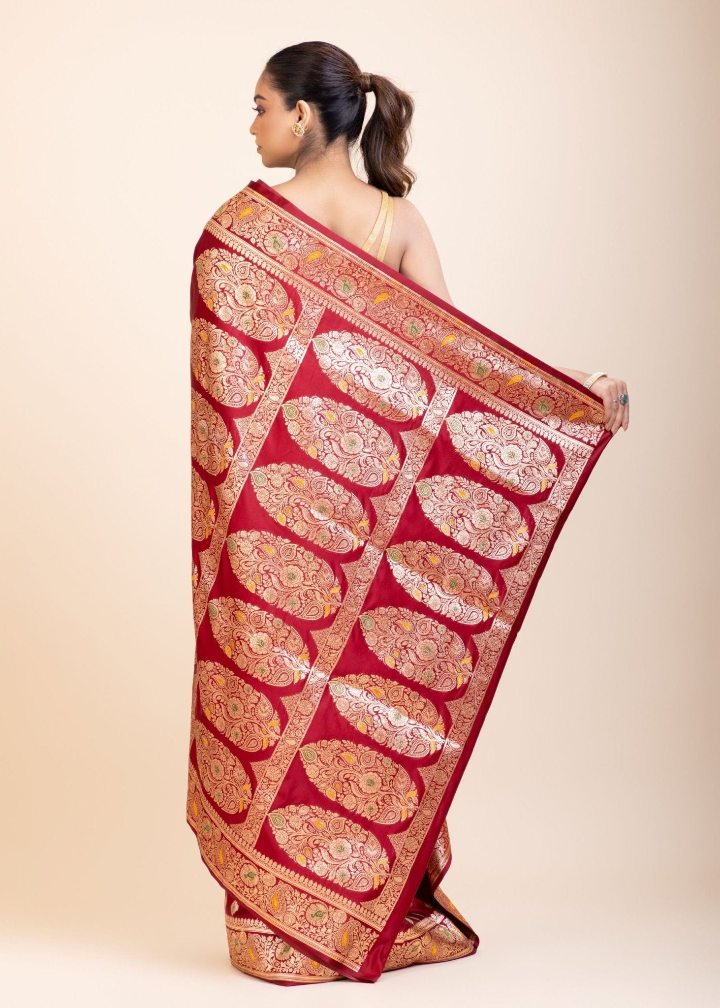 Red Bridal Wedding Banarasi Saree - Anvi Couture