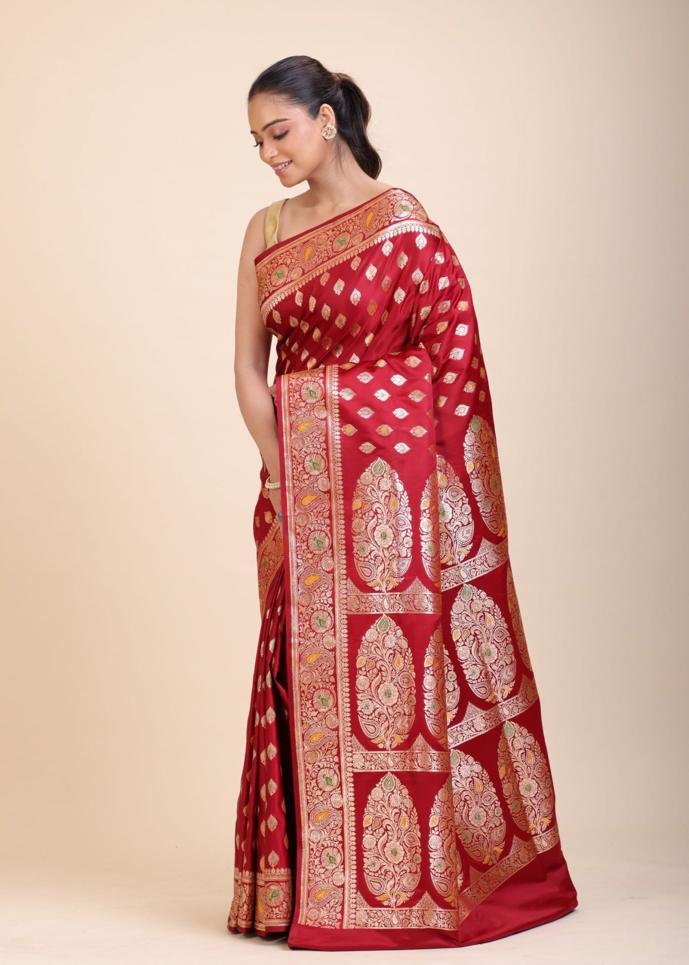 Red Bridal Wedding Banarasi Saree - Anvi Couture