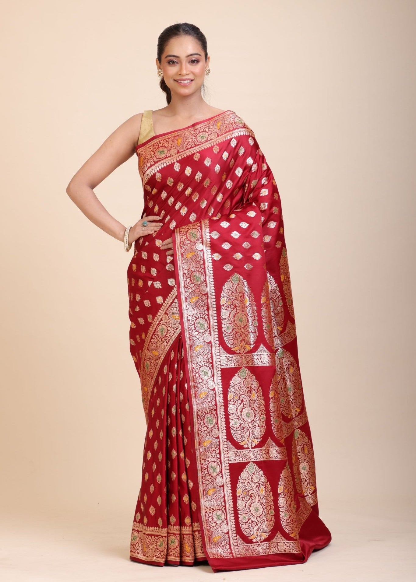 Red Bridal Wedding Banarasi Saree - Anvi Couture