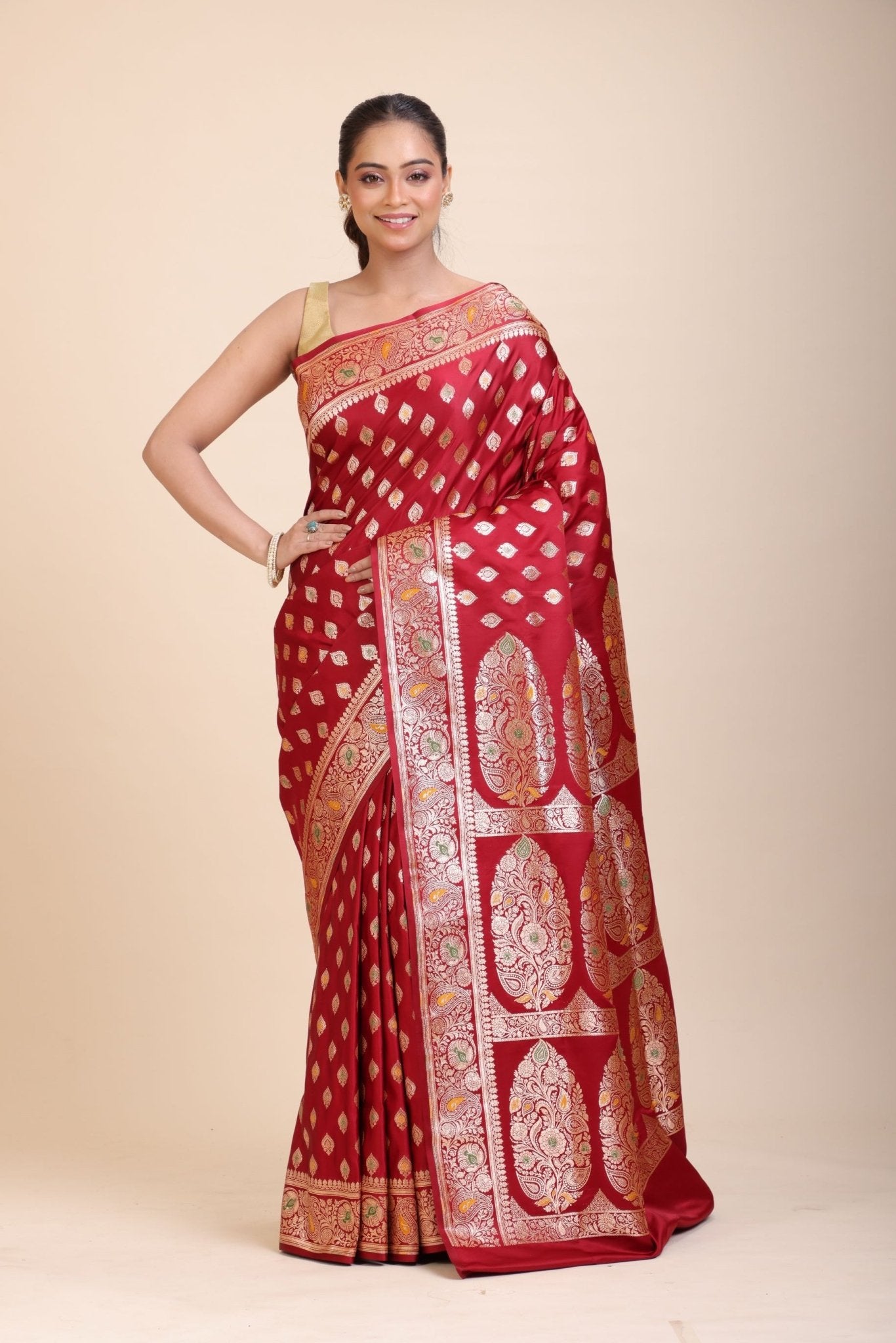 Red Bridal Wedding Banarasi Saree - Anvi Couture