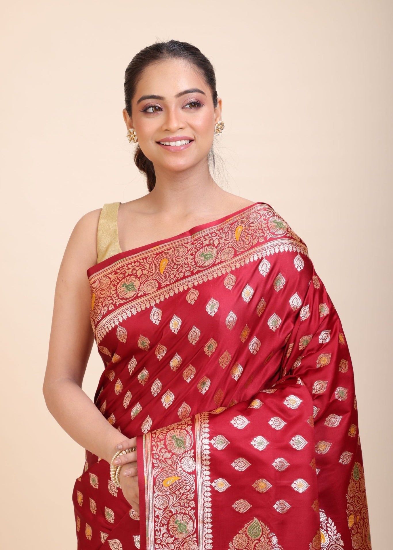 Red Bridal Wedding Banarasi Saree - Anvi Couture