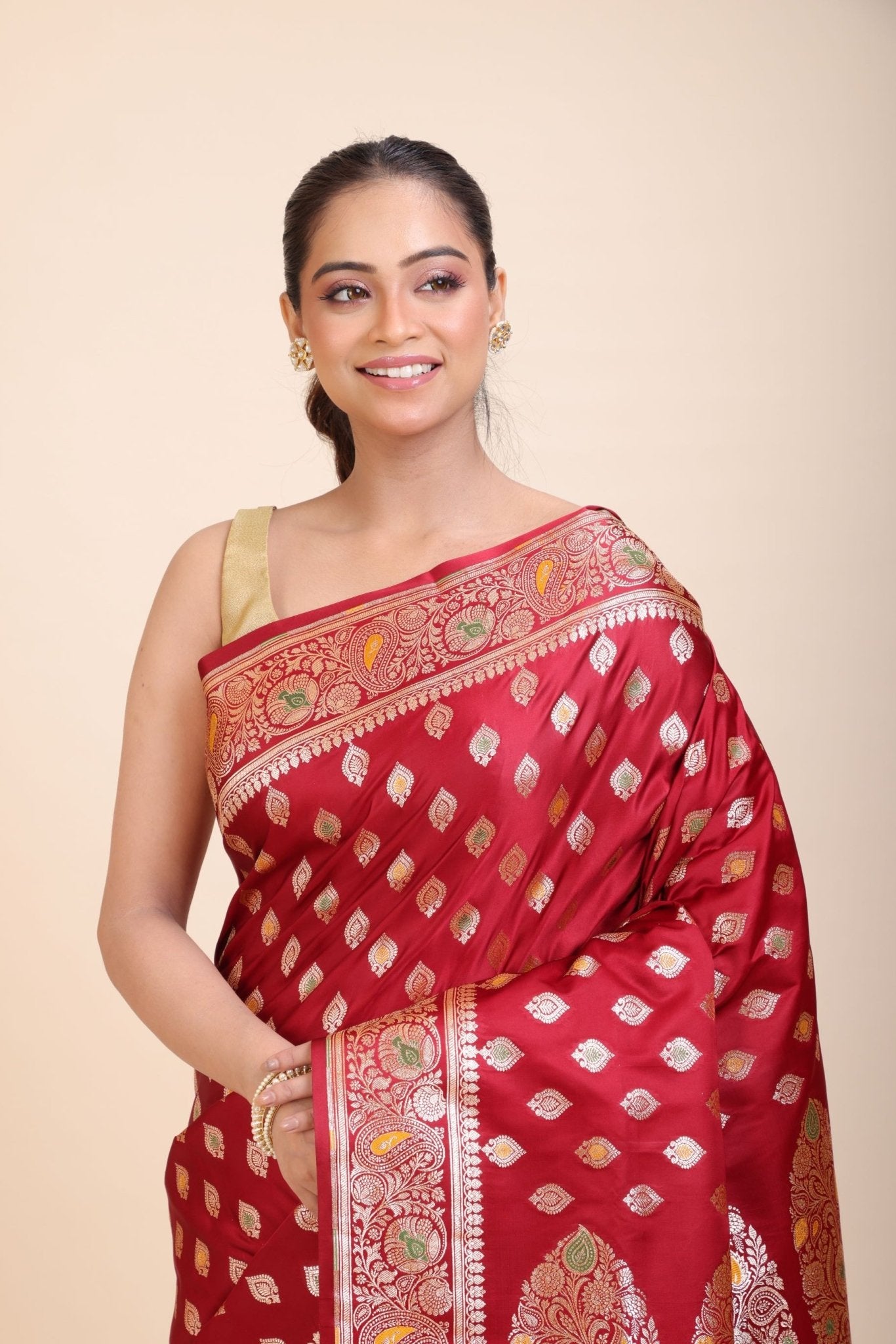 Red Bridal Wedding Banarasi Saree - Anvi Couture