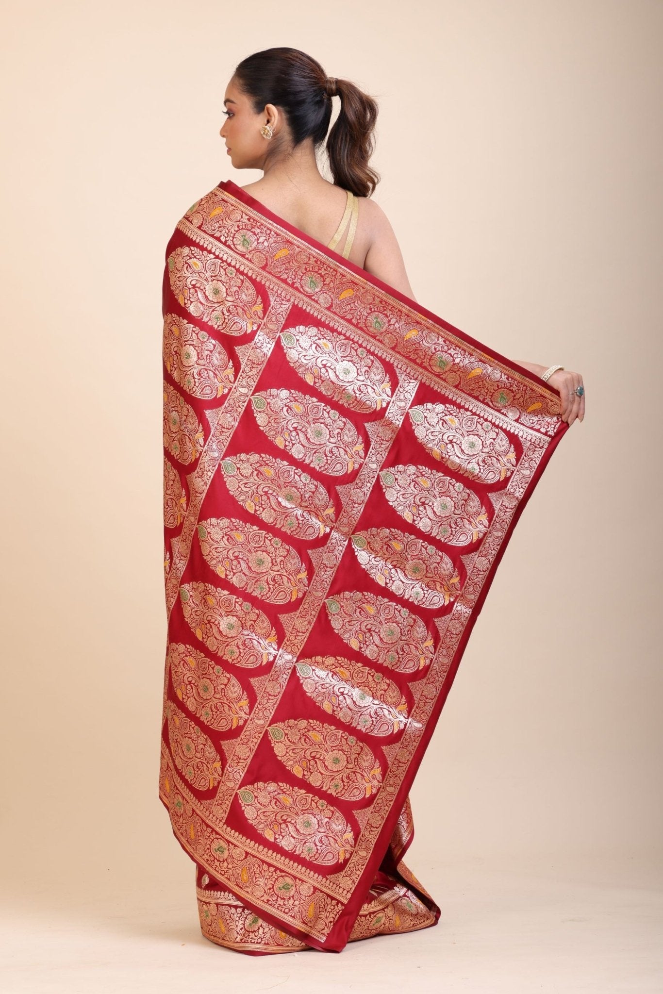 Red Bridal Wedding Banarasi Saree - Anvi Couture