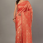 Red Brocade Katan Banarasi Saree - Anvi Couture