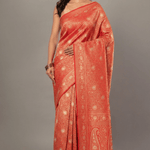 Red Brocade Katan Banarasi Saree - Front 2