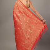 Red Brocade Katan Banarasi Saree - Anvi Couture