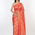 Red Brocade Katan Banarasi Saree Full
