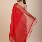 Red Chanderi Silk Saree With Gold Border - Anvi Couture