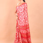 Red Cotton Silk Batik Saree front
