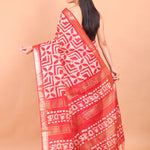 Red Cotton Silk Batik Saree back