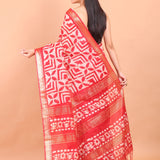 Red Cotton Silk Batik Saree back