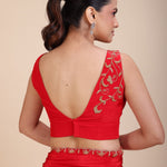 Red Designer Hand Embroidered Saree - Anvi Couture
