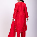Red Designer Kurti Set With Hand Embroidery back