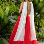Red Designer Lehenga with Hand Embroidered Work & Scallop Dupatta - Anvi Couture