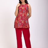 Red Embroidered Cord Set - Anvi Couture