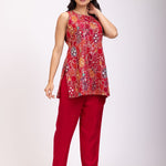 Red Embroidered Cord Set - Anvi Couture