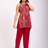 Red Embroidered Cord Set - Anvi Couture