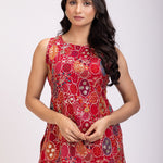 Red Embroidered Cord Set - Anvi Couture