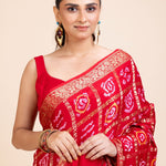 Red Gharchola Silk Saree - Anvi Couture