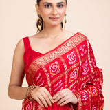 Red Gharchola Silk Saree - Anvi Couture