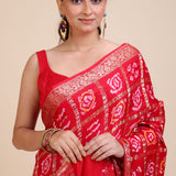 Red Gharchola Silk Saree Close Up
