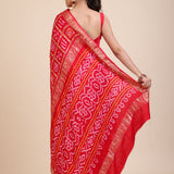Red Gharchola Silk Saree Back
