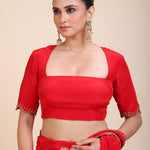 Red Hand Embroidered Designer Blouse  Full
