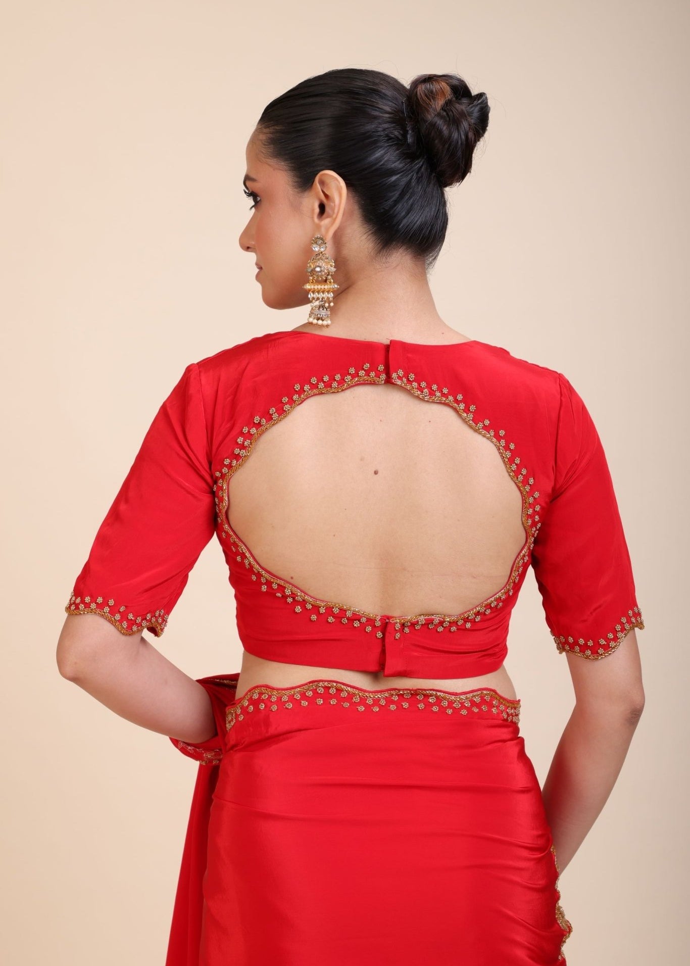 Red Hand Embroidered Designer Blouse - Anvi Couture