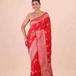 Red Katan Banarasi Silk Saree Front View
