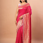 Pink Khaddi Georgette Banarasi Saree With Embroidered Border - Anvi Couture