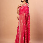 Pink Khaddi Georgette Banarasi Saree Front View - Anvi Couture