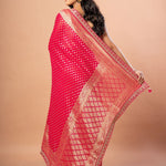 Pink Khaddi Georgette Banarasi Saree Border Detail - Anvi Couture