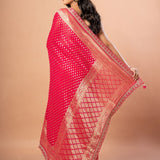 Pink Khaddi Georgette Banarasi Saree Border Detail - Anvi Couture