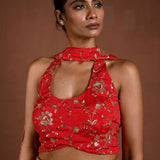 Red Lehenga Set with Choker Dupatta