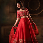 Red Light Weight Bridal Lehenga Set full