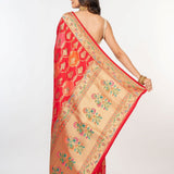 Red Orange Paithani Silk Saree - Anvi Couture