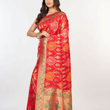 Red Orange Paithani Silk Saree - Anvi Couture