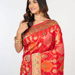 Red Orange Paithani Silk Saree - Anvi Couture