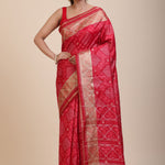 Red Patola Saree With Golden Border full
