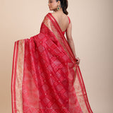 Red Patola Saree With Golden Border back