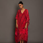 Red Printed Kaftan Dress Full

