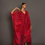 Red Printed Kaftan Dress Front


