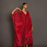 Red Printed Kaftan Dress Front

