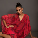 Red Printed Kaftan Dress Close Up

