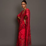 Red Printed Kaftan Dress Back

