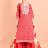 Red Sharara Suit Set - Anvi Couture